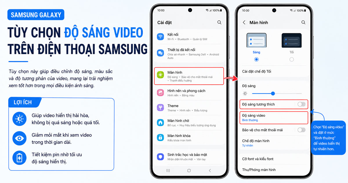 Tùy chọn độ sáng video trên điện thoại Samsung Galaxy
